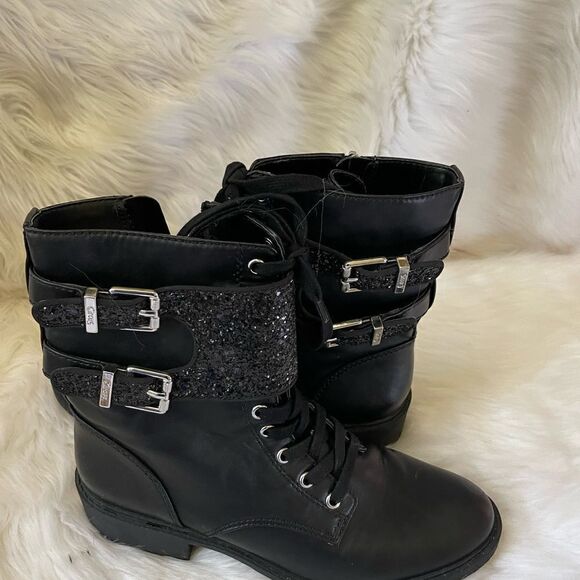 Circus by Sam Edelman Dorothy black combat boots with glittery straps size 10M - Picture 2 of 12